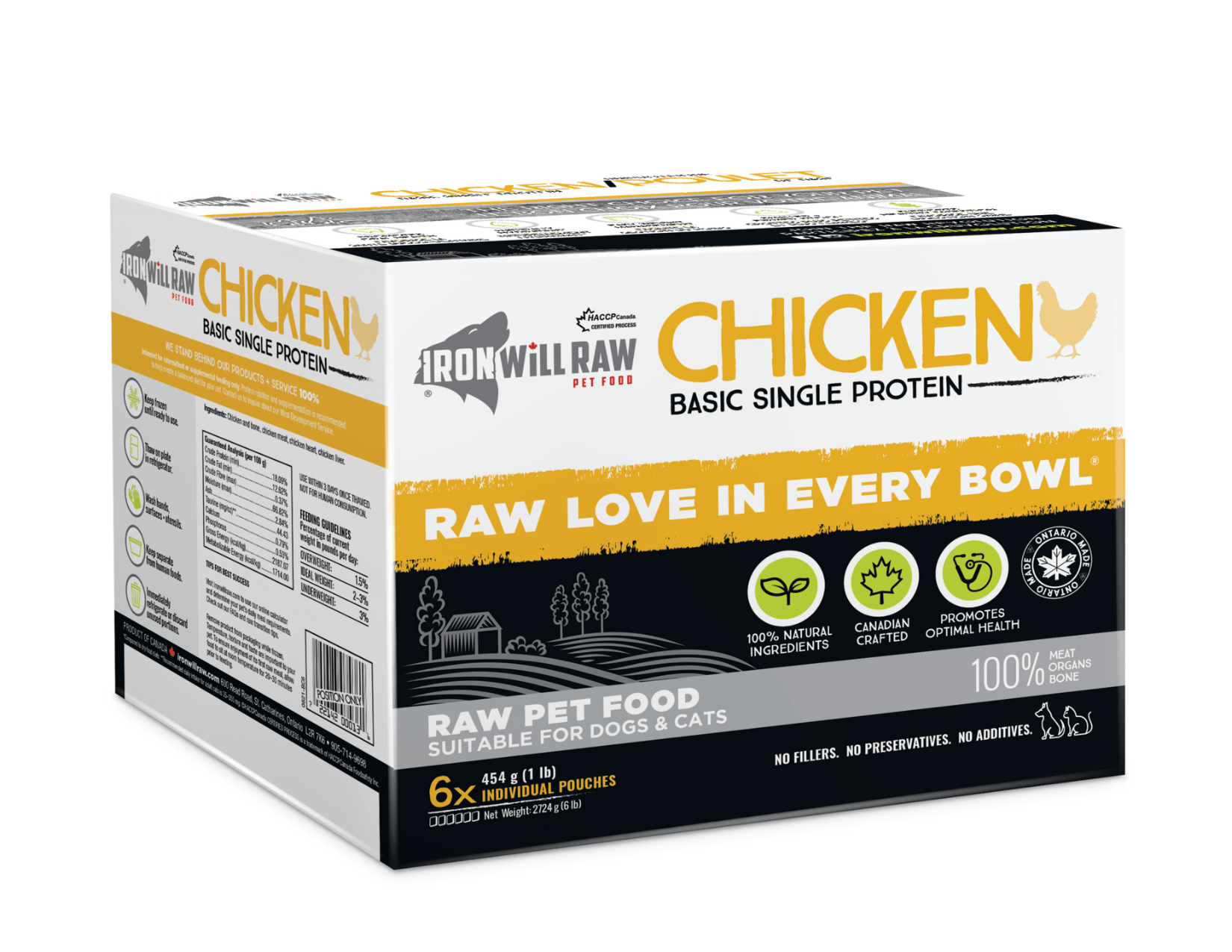 Basic Chicken 6 LB (6 X 1 LB Pouches) Frozen Raw Dog & Cat Food Ir