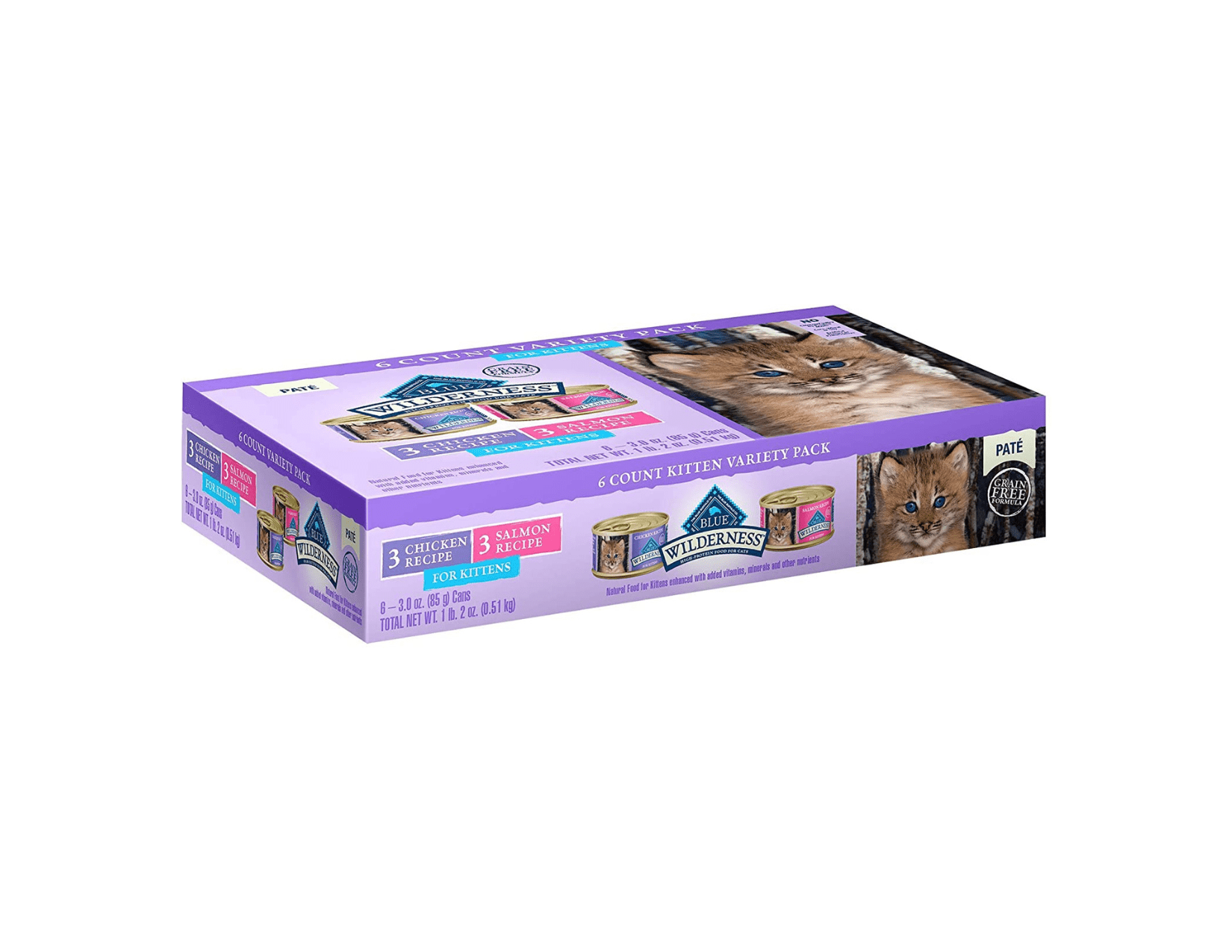 Canned Kitten Variety Pack, Chicken & Salmon 6/3 oz Wet Cat Food B