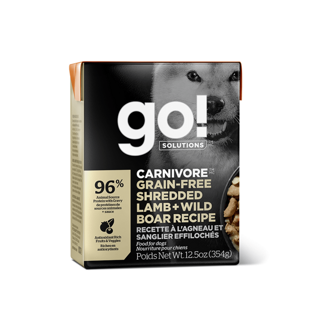 Carnivore Grain-Free Shredded Lamb & Wild Boar 12/354g - Wet Dog Food - Go! Solutions - PetToba-Go! Solutions