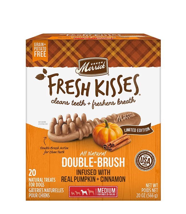 Fresh Kisses Real Pumpkin and Cinnamon - For Medium Dogs - Dog Treat - Merrick