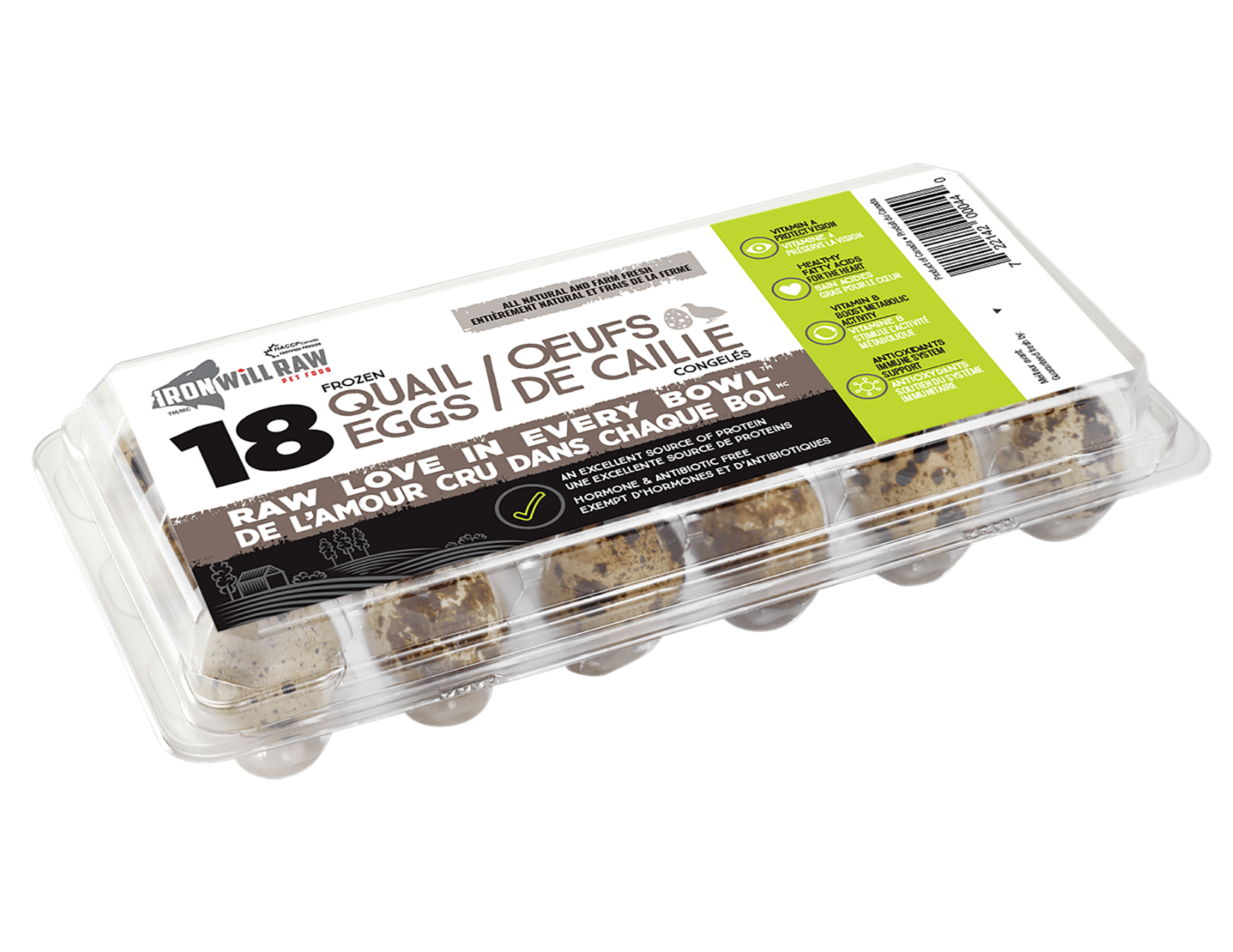 Frozen Quail Eggs 18 ct Frozen Raw Dog Treat Iron Will Raw PetToba