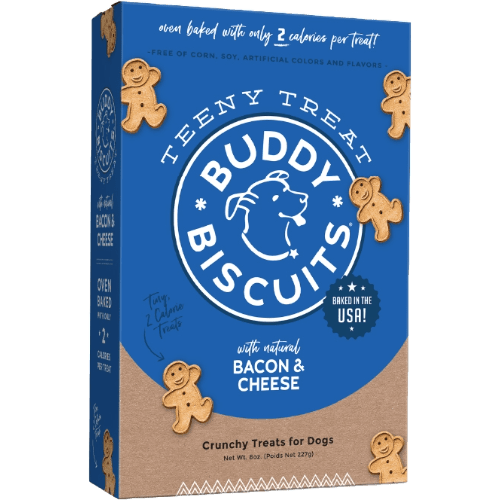 Bacon & Cheese Healthy Whole Grain Oven Baked Teeny Dog Treats 8 oz - Buddy Biscuits - PetToba - Buddy Biscuits