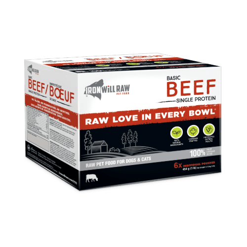 Basic Beef 6 LB (6 X 1 LB Pouches) - Frozen Raw Dog & Cat Food - Iron Will Raw - PetToba - Iron Will Raw