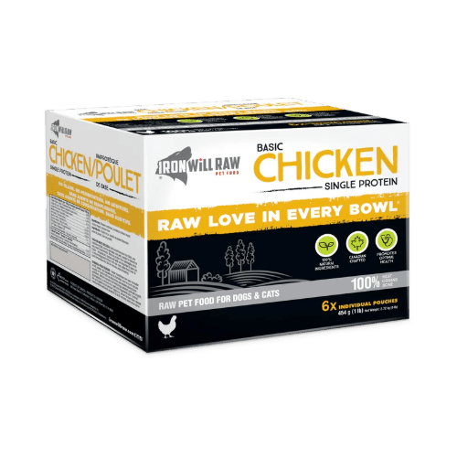 Basic Chicken 6 LB (6 X 1 LB Pouches) - Frozen Raw Dog & Cat Food - Iron Will Raw - PetToba - Iron Will Raw