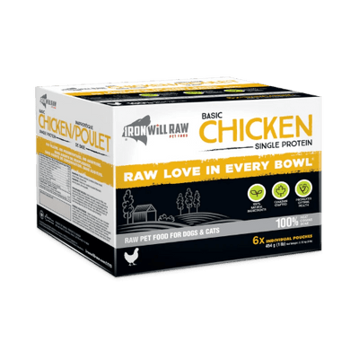 Basic Chicken 6 LB (6 X 1 LB Pouches) - Frozen Raw Dog & Cat Food - Iron Will Raw - PetToba - Iron Will Raw