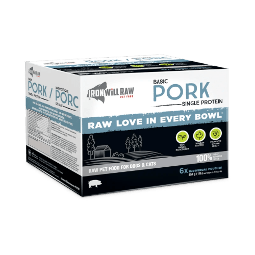 Basic Pork 6 LB (6 X 1 LB Pouches) - Frozen Raw Dog & Cat Food - Iron Will Raw - PetToba - Iron Will Raw