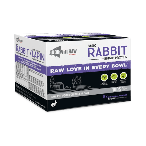 Basic Rabbit 6 LB (6 X 1 LB Pouches) - Frozen Raw Dog & Cat Food - Iron Will Raw - PetToba - Iron Will Raw