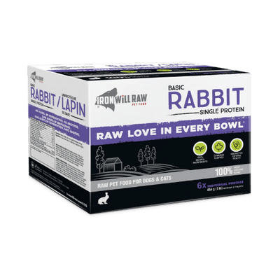 Basic Rabbit 6 LB (6 X 1 LB Pouches) - Frozen Raw Dog & Cat Food - Iron Will Raw - PetToba - Iron Will Raw