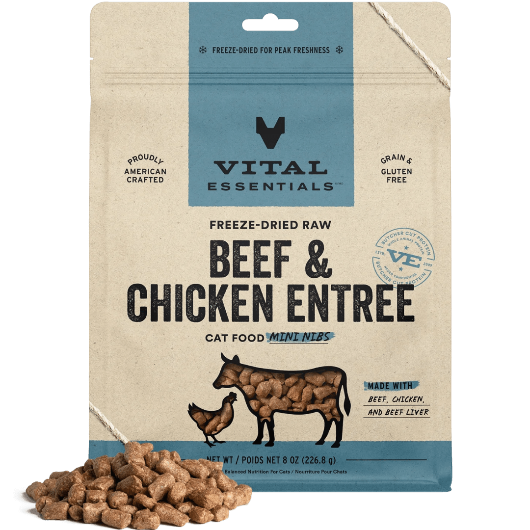 Beef & Chicken Entree Mini Nibs Freeze - Dried Raw Cat Food - Vital Essentials - PetToba - Vital Essentials