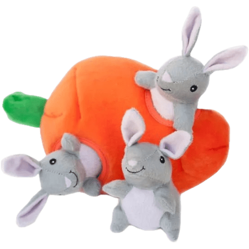 Burrow Squeaker Toy Bunny n Carrot - ZippyPaws - PetToba - ZippyPaws