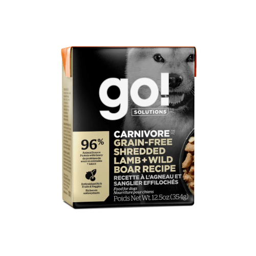 Carnivore Grain - Free Shredded Lamb & Wild Boar 12/354g - Wet Dog Food - Go! Solutions - PetToba - Go! Solutions