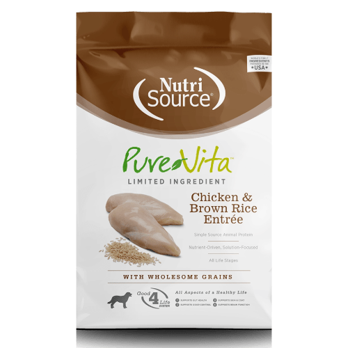 Chicken & Brown Rice Entrée - Limited Ingredient Dog Food - Dry Dog Food - PureVita - NutriSource - PetToba - NutriSource