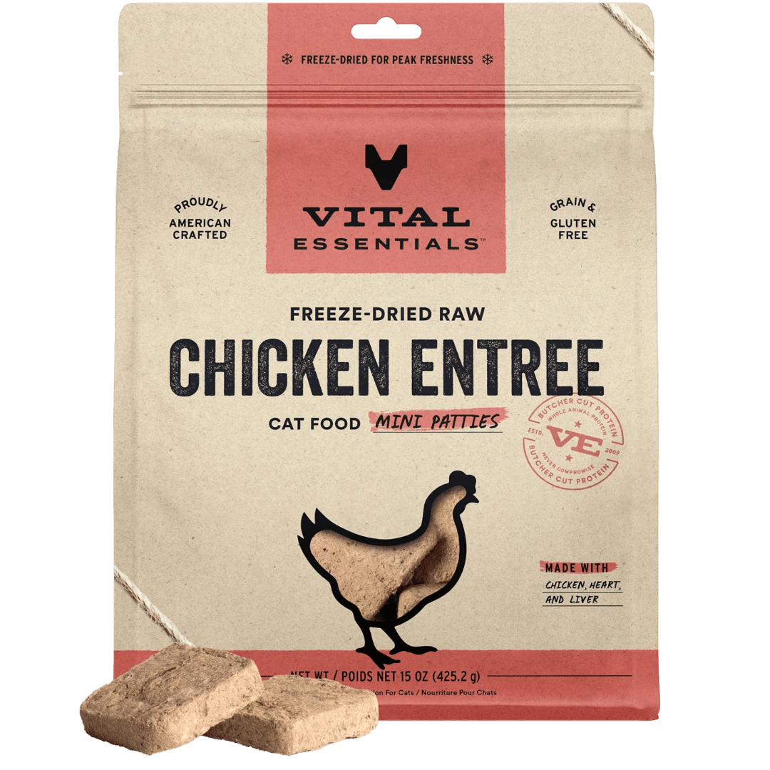 Chicken Entree Mini Patties Freeze - Dried Raw Cat Food - Vital Essentials - PetToba - Vital Essentials