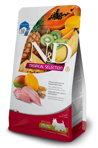 Chicken, Spelt, Oats And Tropical Fruits Adult Mini - Dry Dog Food - Farmina - PetToba-Farmina