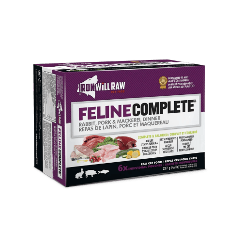 Complete Feline Rabbit, Pork & Mackerel Dinner 3LB (6/0.5lb) - Frozen Raw Cat Food - Iron Will Raw - PetToba - Iron Will Raw