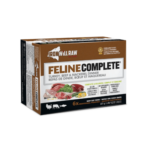 Complete Feline Turkey, Beef & Mackerel Dinner 3LB (6/0.5lb) - Frozen Raw Cat Food - Iron Will Raw - PetToba - Iron Will Raw