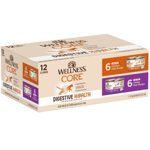 CORE® Digestive Health Chicken & Turkey Variety Pack Wet Cat Food 12/3oz cans - Wellness - PetToba - Wellness