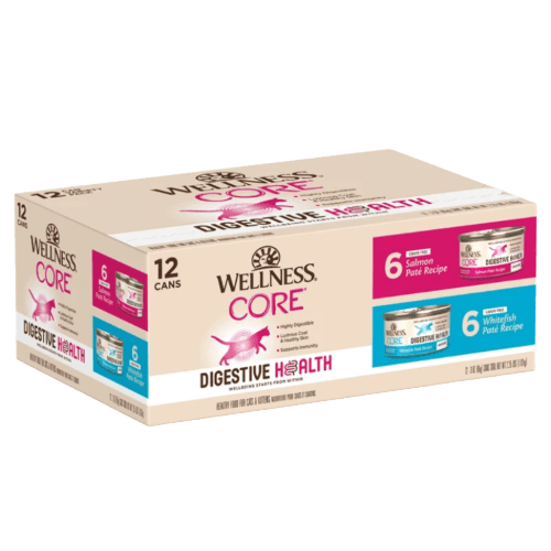 CORE® Digestive Health Salmon & Whitefish Variety Pack Wet Cat Food 12/3oz cans - Wellness - PetToba - Wellness