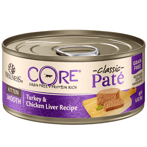 CORE® Grain - Free Turkey & Chicken Liver Pâté Kitten Wet Cat Food 5.5oz cans - Wellness - PetToba - Wellness