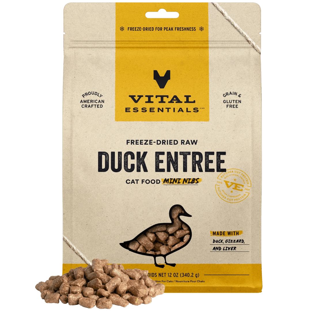 Duck Entree Mini Nibs Freeze - Dried Raw Cat Food - Vital Essentials - PetToba - Vital Essentials