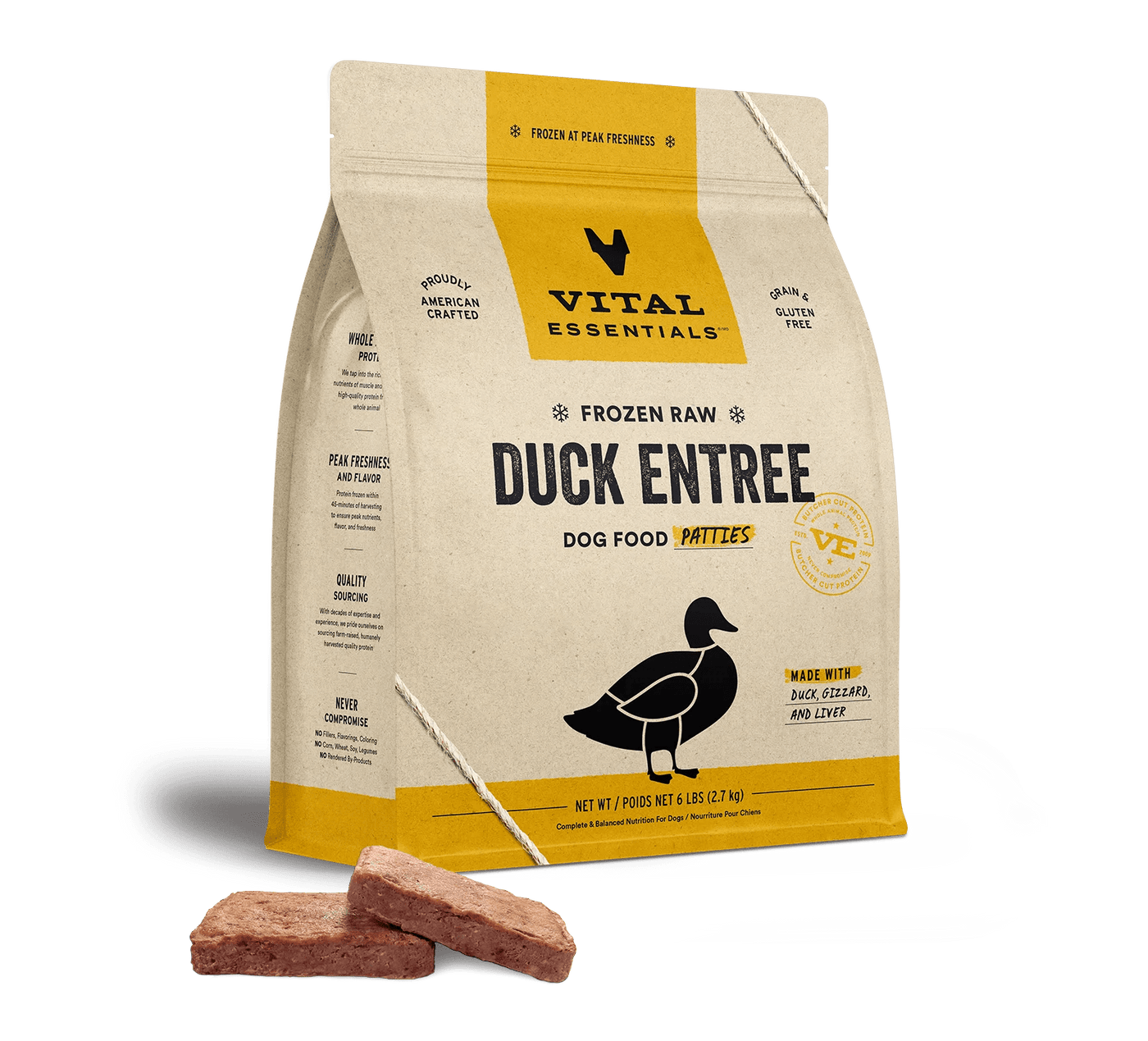 Duck Entree Patties - Frozen Raw Dog Food - Vital Essentials - PetToba - Vital Essentials