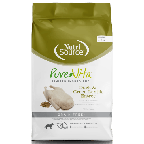 Duck & Green Lentils Entrée Grain Free Limited Ingredient Dog Food - PureVita - NutriSource - Dry Dog Food - PetToba - NutriSource