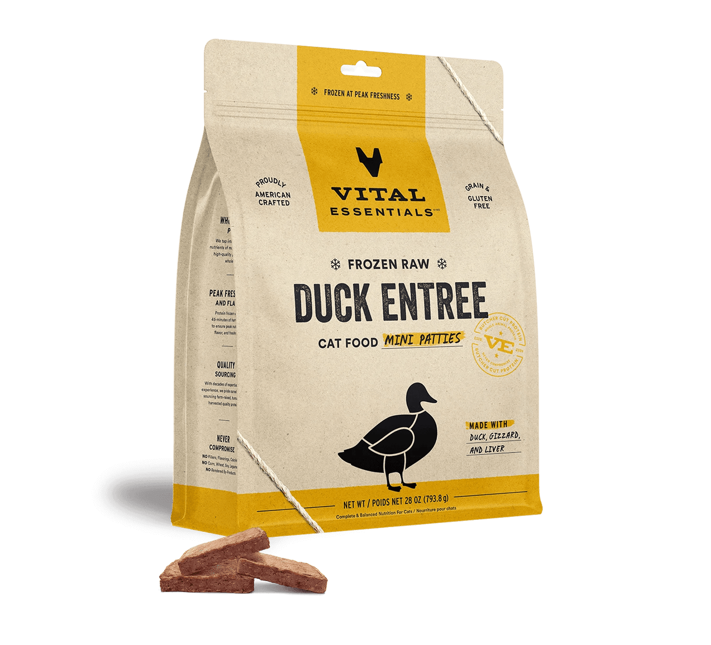 Duck Mini Patties - Frozen Raw Cat Food - Vital Essentials - PetToba - Vital Essentials