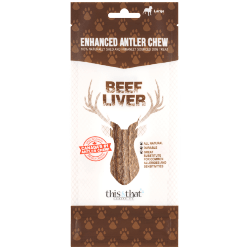 Enhanced Antler Chew Beef Liver Large 7.5" - This & That - PetToba - This & That