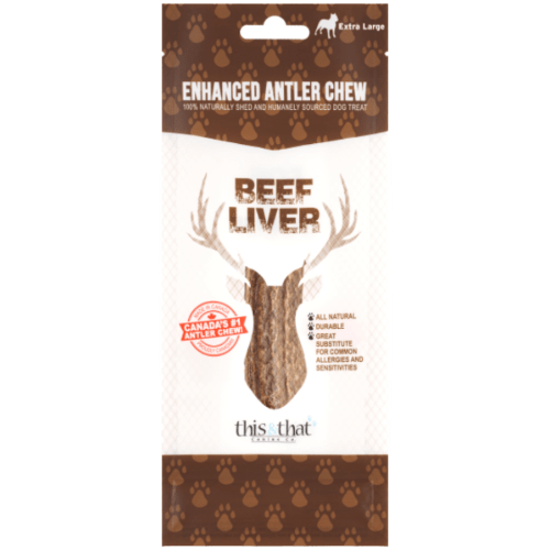 Enhanced Antler Chew Beef Liver X - Large 10.5" - This & That - PetToba - This & That