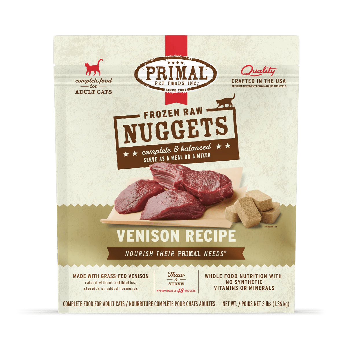 Feline Raw Venison Frozen Nuggets - Frozen Raw Cat Food - Primal Pet Foods - PetToba - Primal Pet Foods