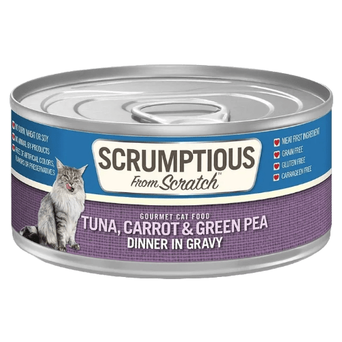 Flaked Red Meat Tuna - Tuna, Carrot and Green Peas - Dinner in Gravy - Wet Cat Food - Scrumptious - PetToba - Scrumptious