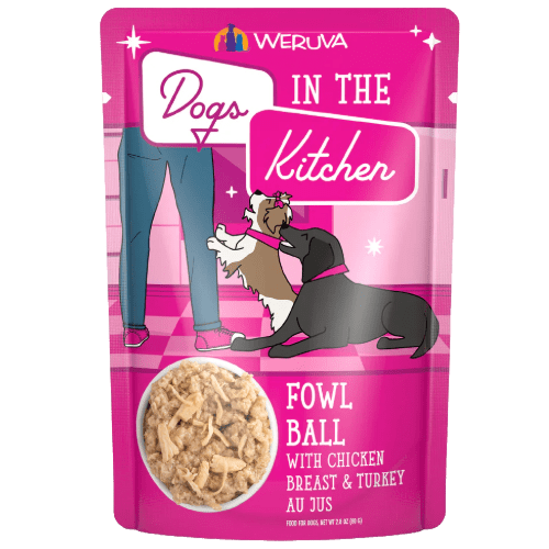 Fowl Ball (Chicken & Turkey Au Jus) Dog Food Pouch 2.8 oz - Dogs in the Kitchen - PetToba - Dogs in the Kitchen