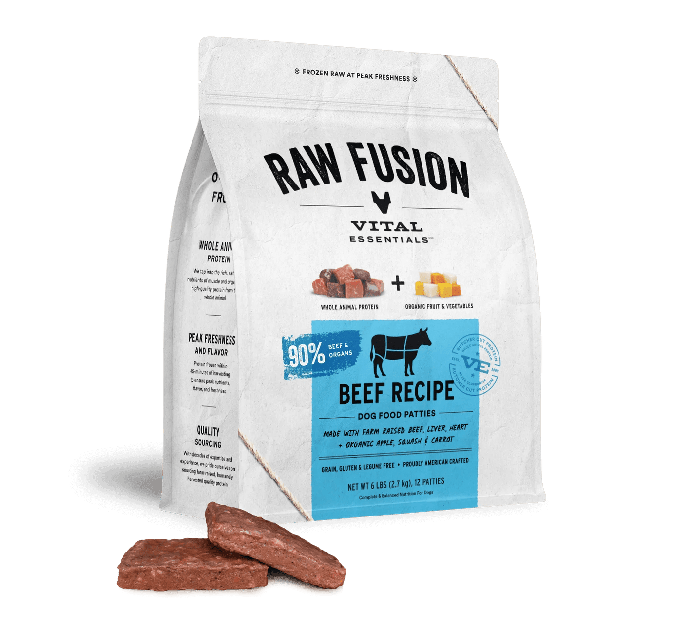 Fusion Beef Patties - Frozen Raw Dog Food - Vital Essentials - PetToba - Vital Essentials