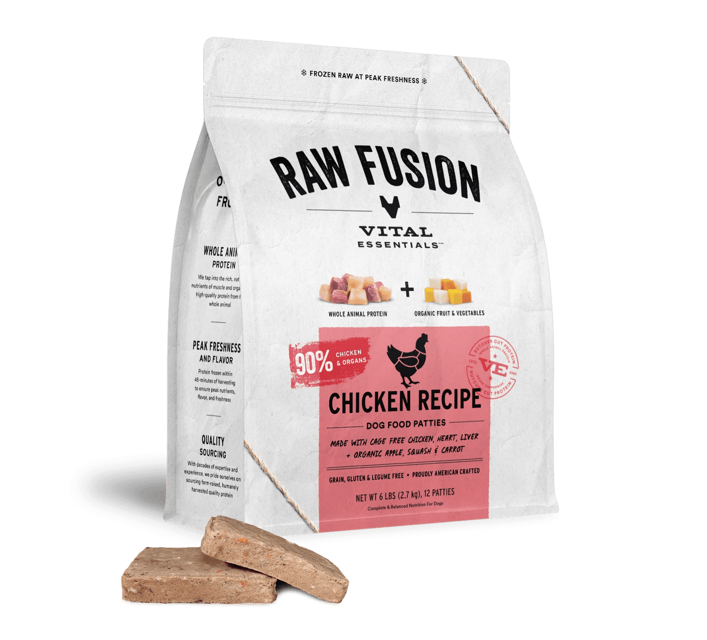 Fusion Chicken Patties - Frozen Raw Dog Food - Vital Essentials - PetToba - Vital Essentials