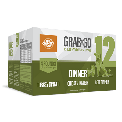 Grab N Go Dinner (Chicken, Beef & Turkey Dinner) - Frozen Raw Dog Food - Big Country Raw - PetToba - Big Country Raw