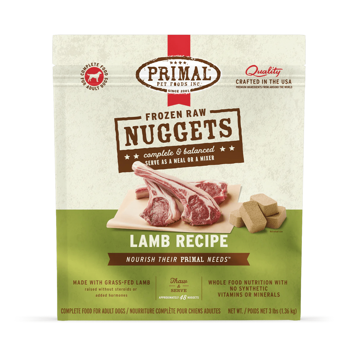 Lamb Canine Raw Nuggets - Frozen Dog Food - Primal Pet Foods - PetToba - Primal Pet Foods