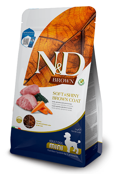 Natural & Delicious Soft & Shiny Brown Coat Lamb, Norwegian Kelp, and Carrot Recipe Adult Mini - Dry Dog Food - Farmina - PetToba - Farmina