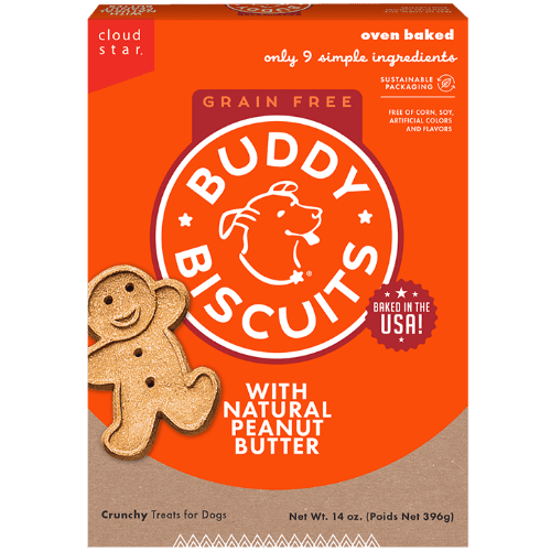 Peanut Butter Grain Free Oven Baked Treats 14 oz - Buddy Biscuits - PetToba - Buddy Biscuits