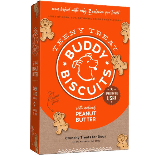 Peanut Butter Healthy Whole Grain Oven Baked Teeny Dog Treats 8 oz - Buddy Biscuits - PetToba - Buddy Biscuits