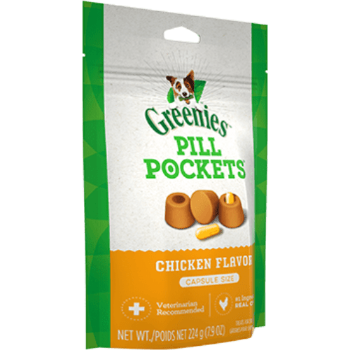 Pill Pockets™ Adult Dog Treats Capsule Size Chicken Flavour, 30 Treats 224g (7.9oz) - Greenies - PetToba - Greenies