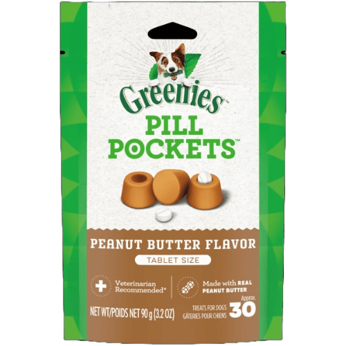 Pill Pockets Adult Dog Treats Tablet Size Peanut Butter Flavour, 30 Treats 90g (3.2oz) - Greenies - PetToba - Greenies