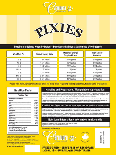 Pixies Chicken Diet - Freeze Dried Raw Food - Carnivora - PetToba - Carnivora