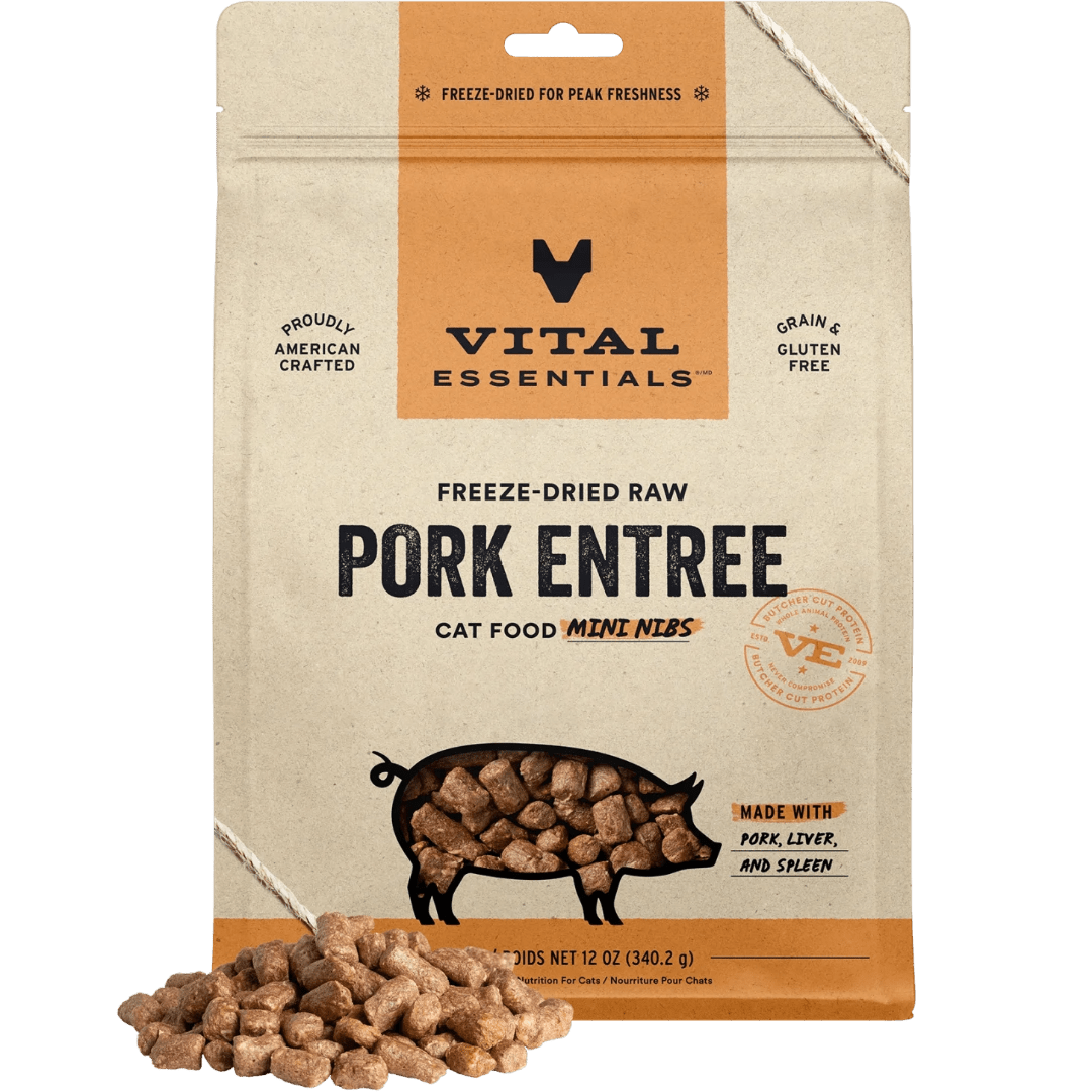 Pork Entree Mini Nibs Freeze - Dried Raw Cat Food - Vital Essentials - PetToba - Vital Essentials