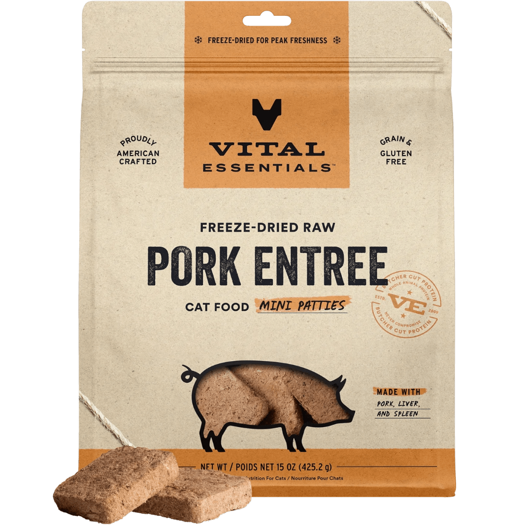 Pork Entree Mini Patties Freeze - Dried Raw Cat Food - Vital Essentials - PetToba - Vital Essentials