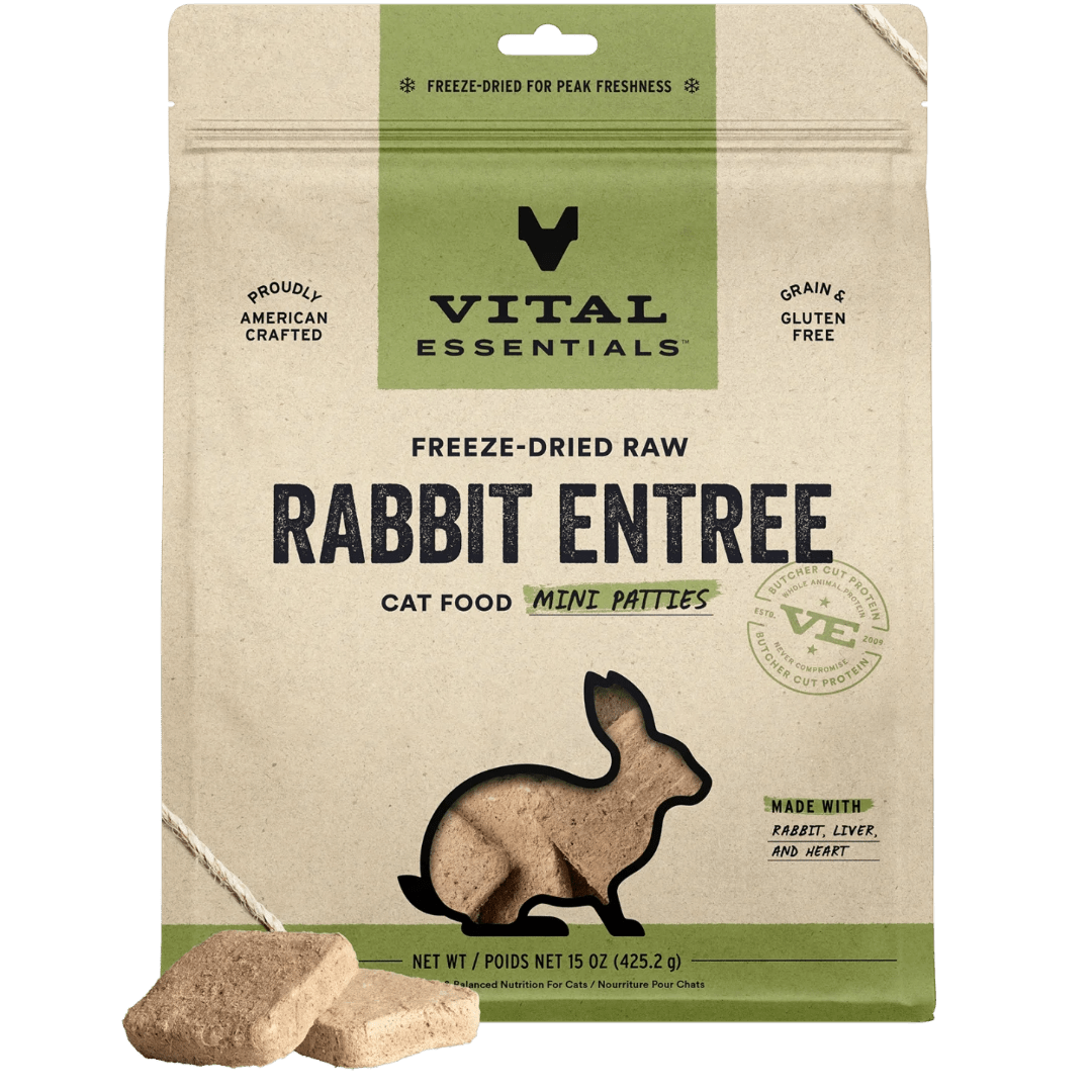 Rabbit Entree Mini Patties Freeze - Dried Raw Cat Food - Vital Essentials - PetToba - Vital Essentials