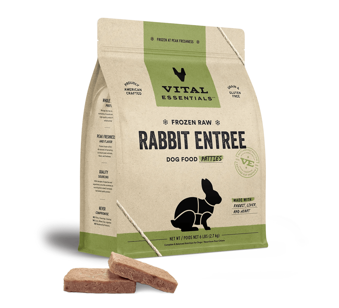 Rabbit Entree Patties - Frozen Raw Dog Food - Vital Essentials - PetToba - Vital Essentials