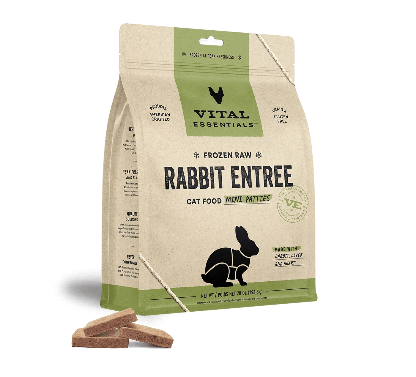 Rabbit Mini Patties - Frozen Raw Cat Food - Vital Essentials - PetToba - Vital Essentials