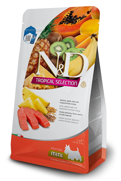 Salmon, Spelt, Oats And Tropical Fruits Adult Mini - Dry Dog Food - Farmina - PetToba-Farmina