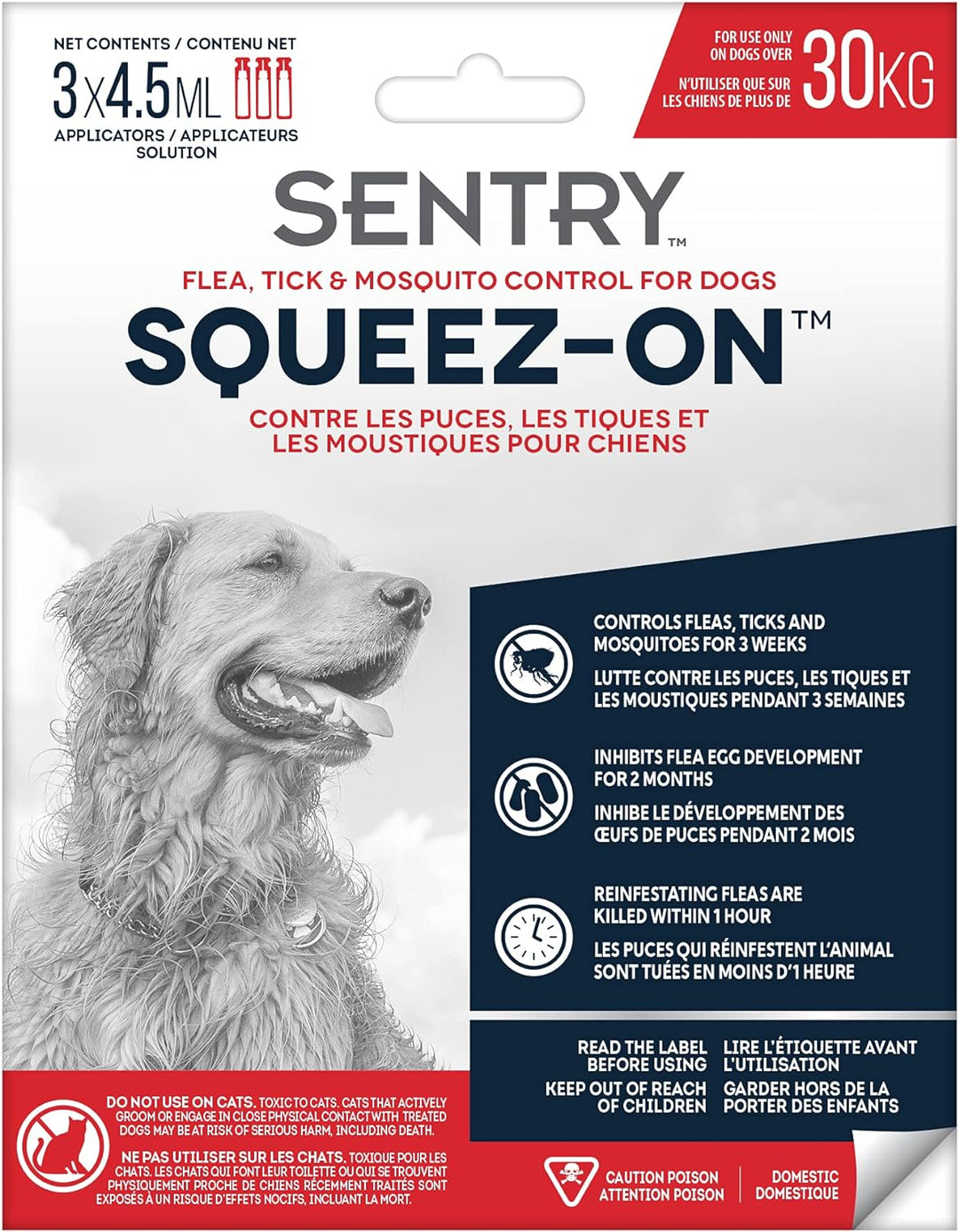 Sentry Squeez On Flea Tick Mosquito Control For Dogs over 30 kg PetToba