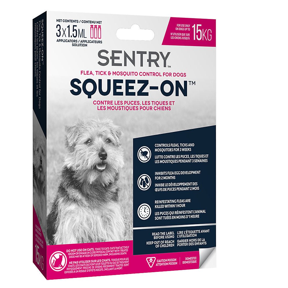 Sentry Squeez-On Flea, Tick & Mosquito Control, For Dogs (up to 15 kg) - Sentry - PetToba-PetToba